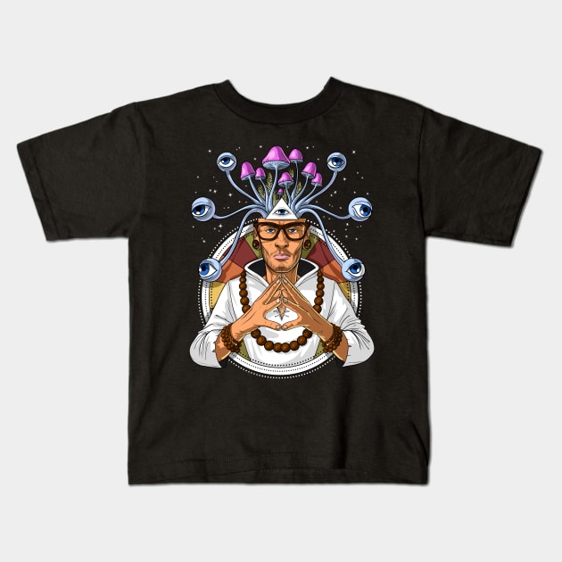 Psychedelic Psychonaut Shaman Kids T-Shirt by underheaven